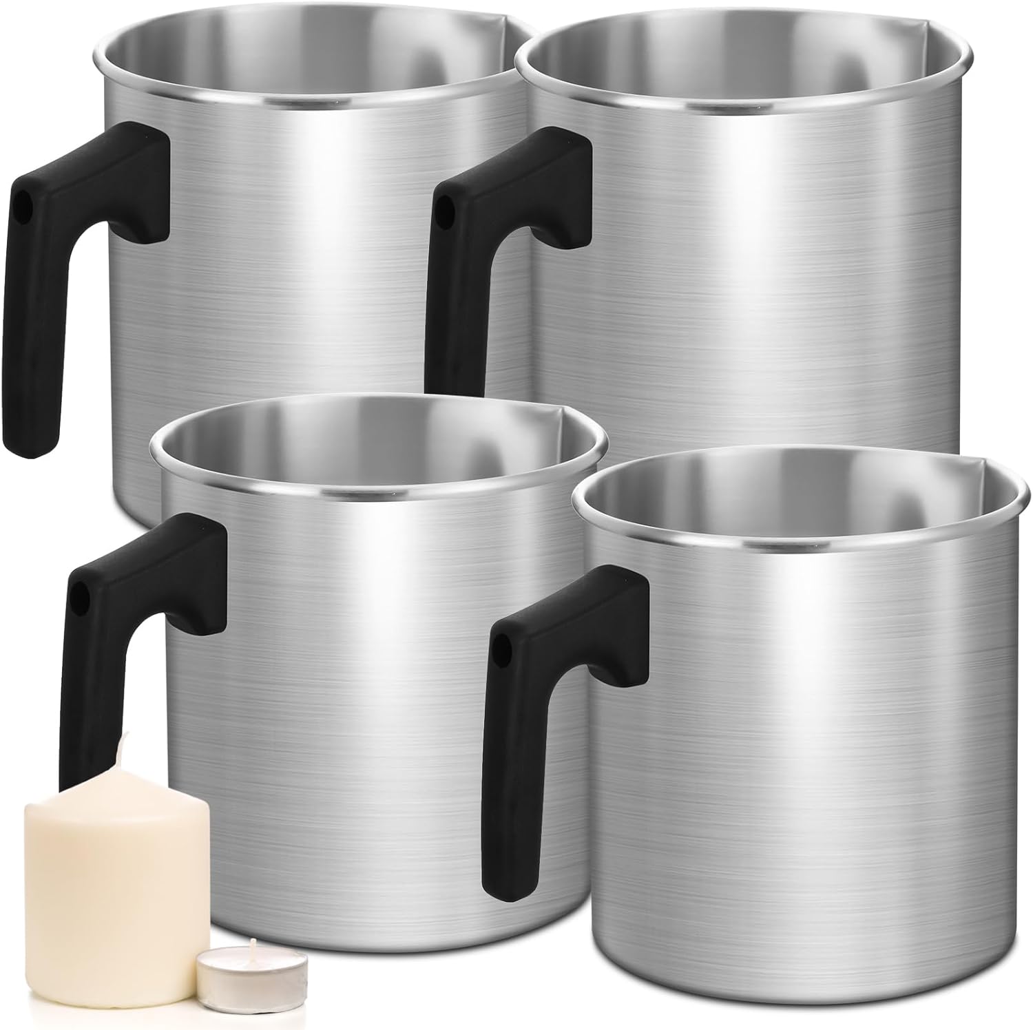 Ziliny 4 Pcs Candle Making Pouring Pot Wax Pouring Pitcher with Dripless Spout and Heat Resisting Handle Aluminum Wax Melter for Christmas DIY Candle Making Kits Gift 1.8 L