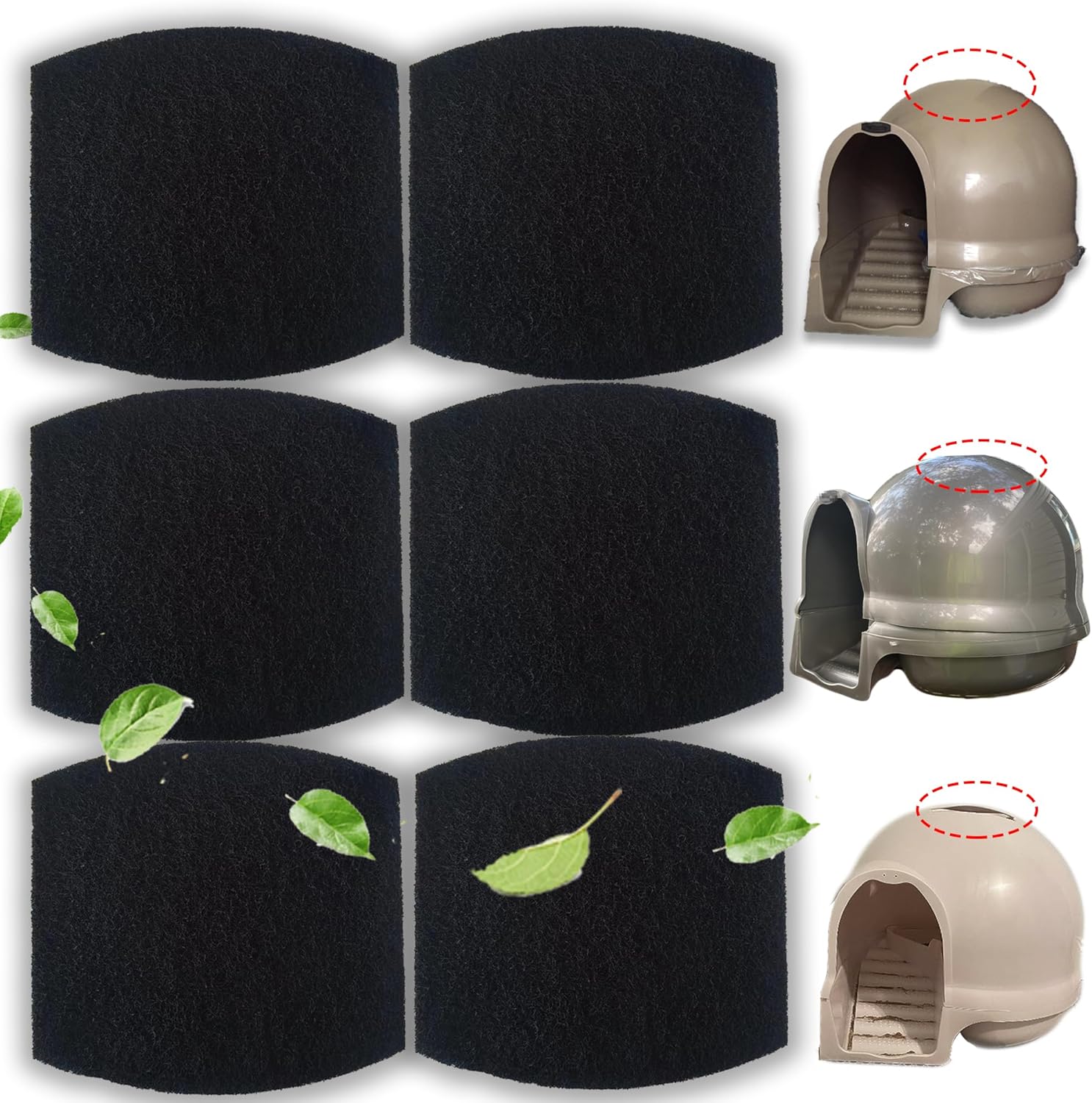 Carbon Filters Compatible with Petmate Booda Clean Step Cat Litter Box - Thickened and Durable Activated Charcoal Filters, Absorb Odors/Control Damp from Pets/Keep Home Fresh 6 Pack