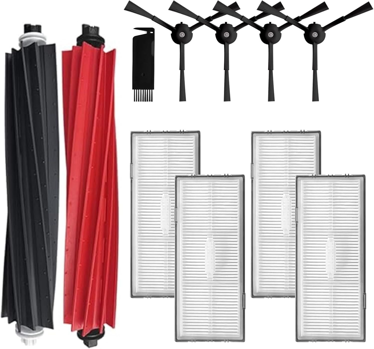 Replacement Parts Accessories Compatibale or S8 Pro Ultra / S8 / S8+ Robotic Vacuum Cleaners Include: 1 Dual Roller Main Brush 4 Side Spin Brushes 4 Hepa ilter Attachments
