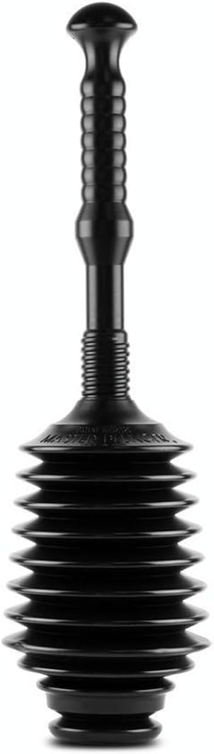 Master Plunger MP100-3 Heavy Duty Toilet Plunger Clears, Kitchen Sinks, Garbage Disposal and, Toilets Fast. Equipped with Patented Automatic Air Relief Valve, Black