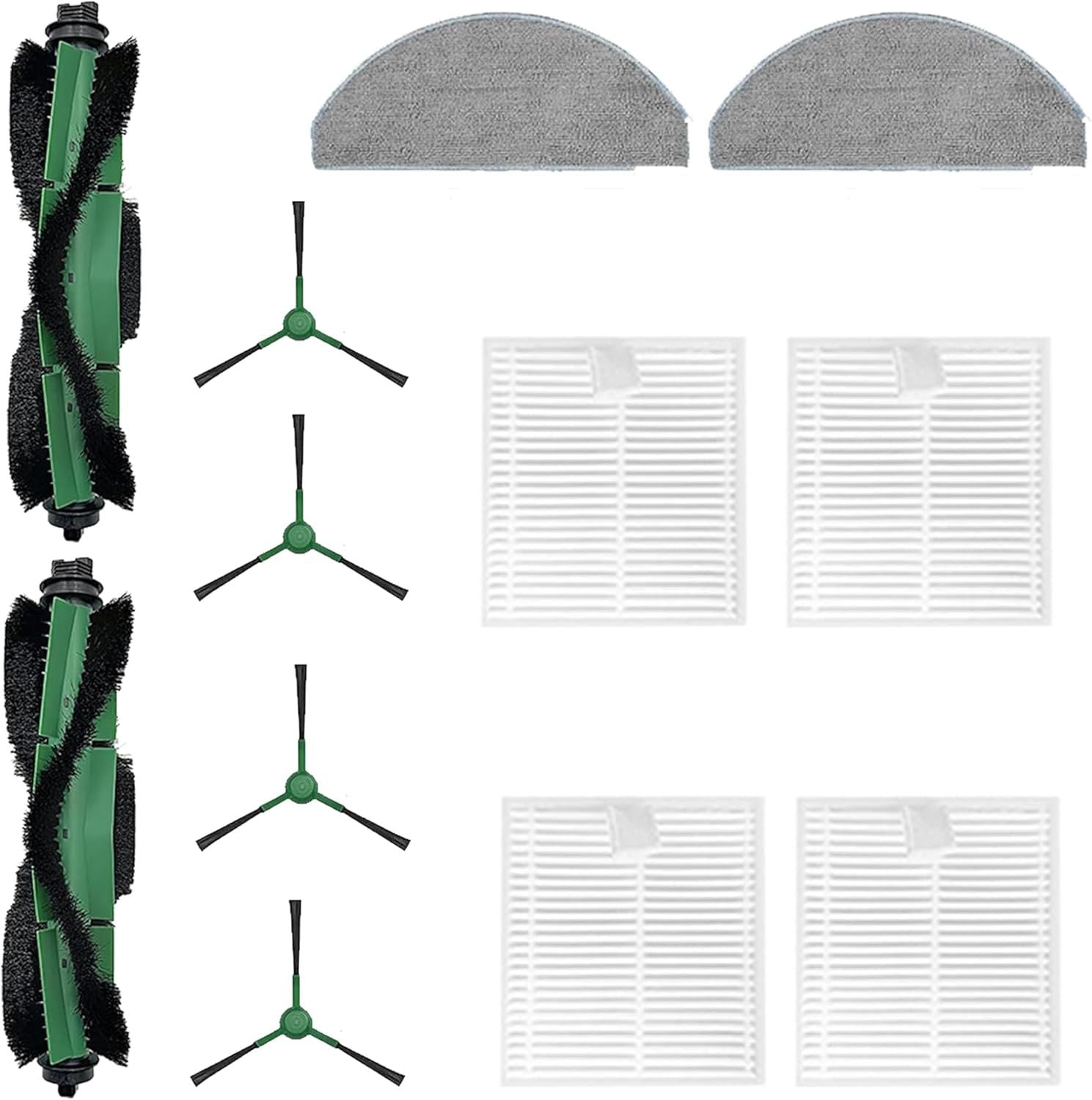 12 Pack Accessories Kit Compatible with iRobot Roomba Essential 100 Series 104 105 Combo Y0140 Y0110 Q011 Q0120 Q0520 Vacuum,1 Roller Brush& 4 Side Brushes&4 ilters & 2 Mopping Pads Replacement Parts