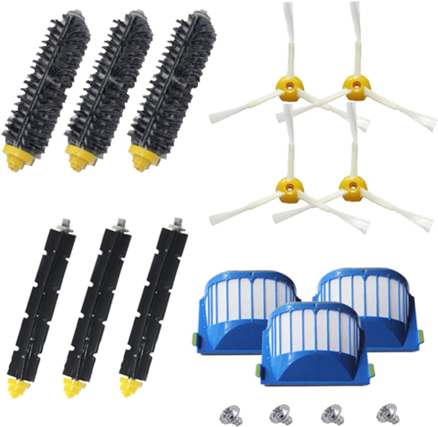 Accessory Replacement Kit Bristle Beater & Side Brushes & Aero Vac ilters Compatible with iRobot Roomba 600 Series 585 595 614 618 620 630 650 660 680 685 690 692 694 695 Vacuum Parts