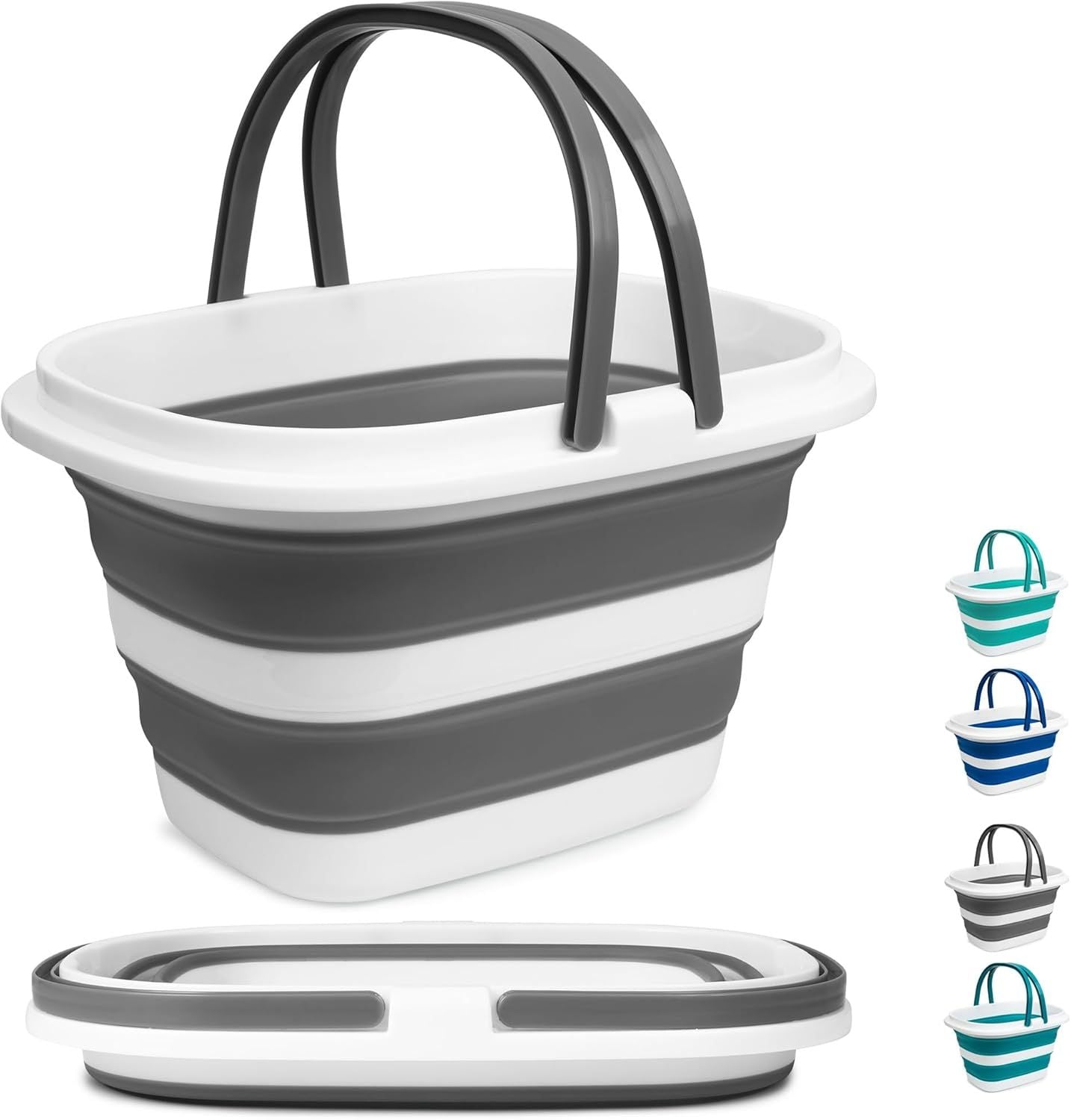 Large Collapsible Mop Bucket, 16L 4.2 Gallon Plastic Bucket or House Cleaning, Car Washing, Silicone Cleaning Supplier Organizer, Portable Basket with Handle or Laundry Storage, RV Camping, ishing