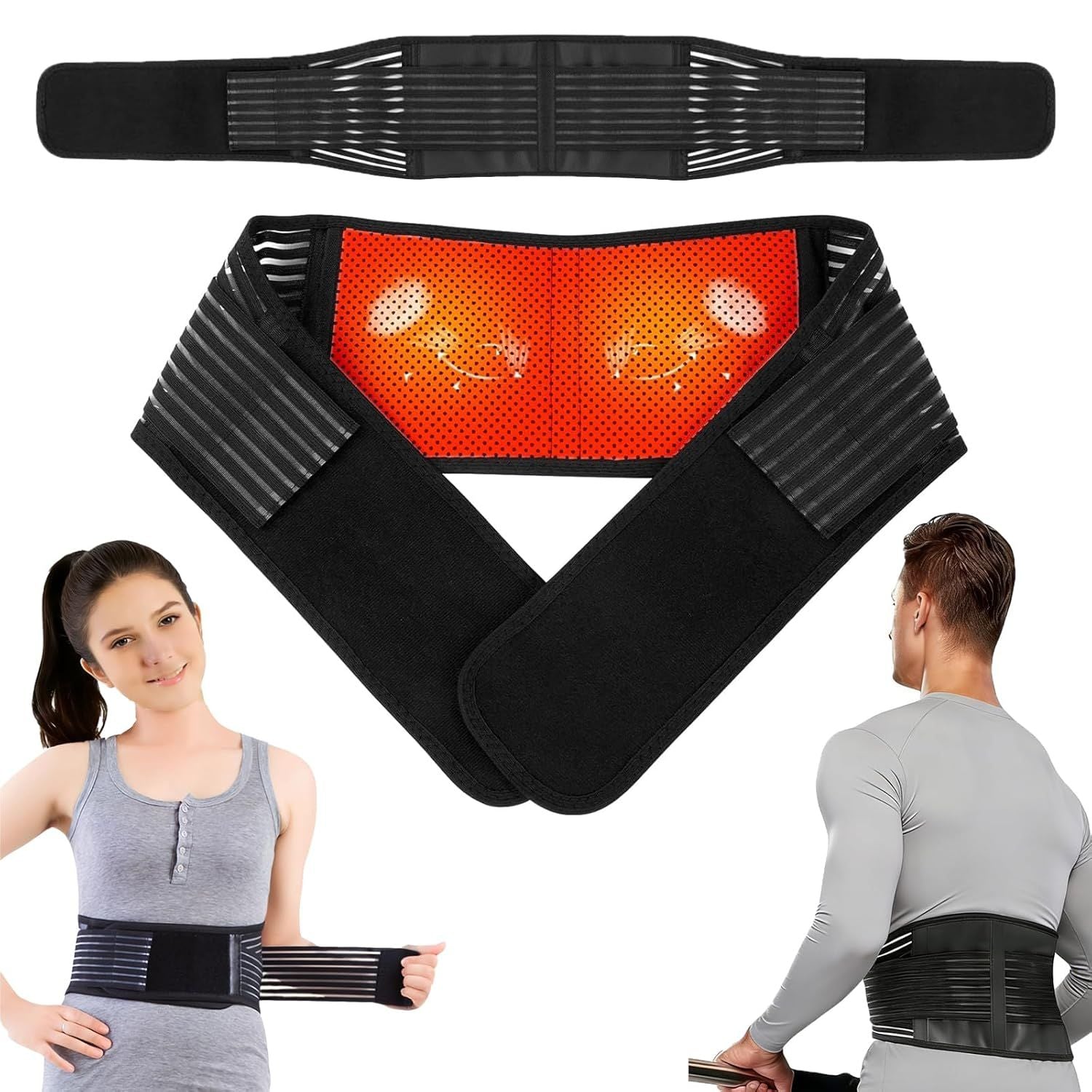 Back Support with Magnet, Tourmaline Magnetic Back Braces for Lower Back Pain Relief, Self Heating & Soothing Waist Band, Lumbar Support Belt for Herniated Disc/Sciatica Medium