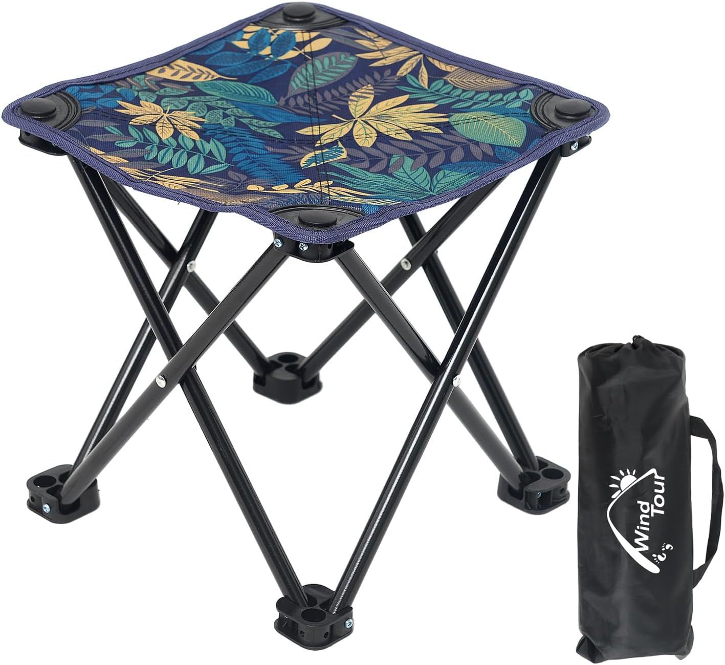 Portable Folding Camping Stool Outdoor Camping Lightweight Samll Chair for Fishing Hiking Gardening and Beach with Carry Bag Medium Blue -1