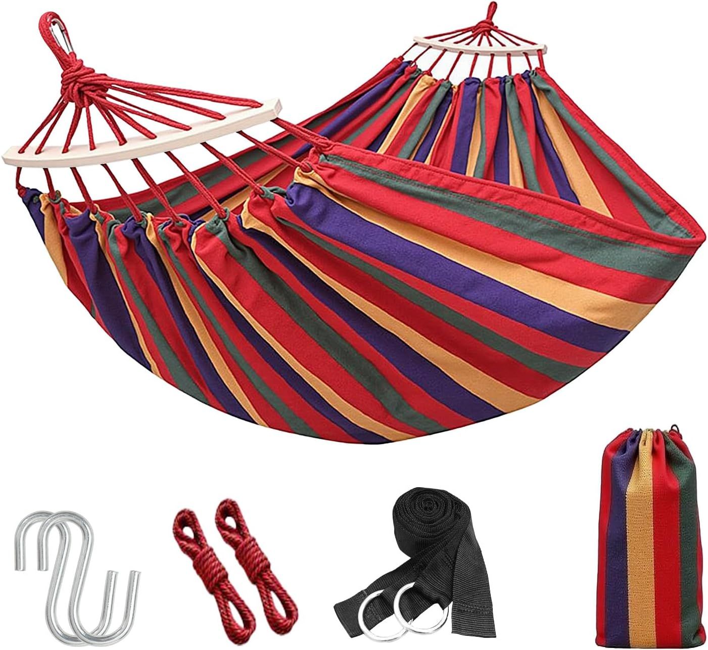 Portable Camping Hammock Lightweight Fabric Hammock for Backpacking, Beach, Patio, Backyard, Outdoor Red