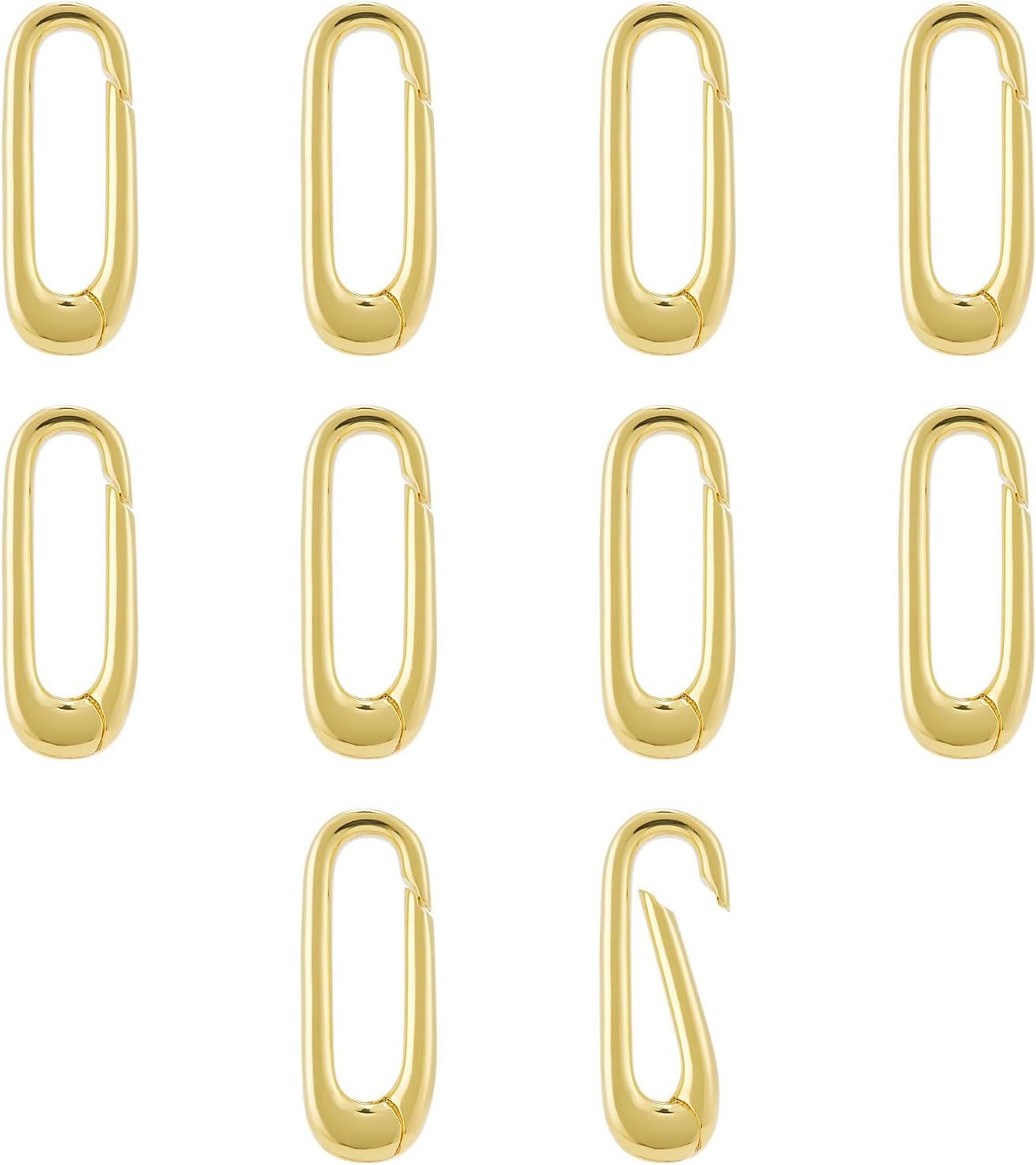 10pcs Oval Clasp Carabiner,Jewelry Necklace Connector for Extend or Repair,Gold-17.9mm