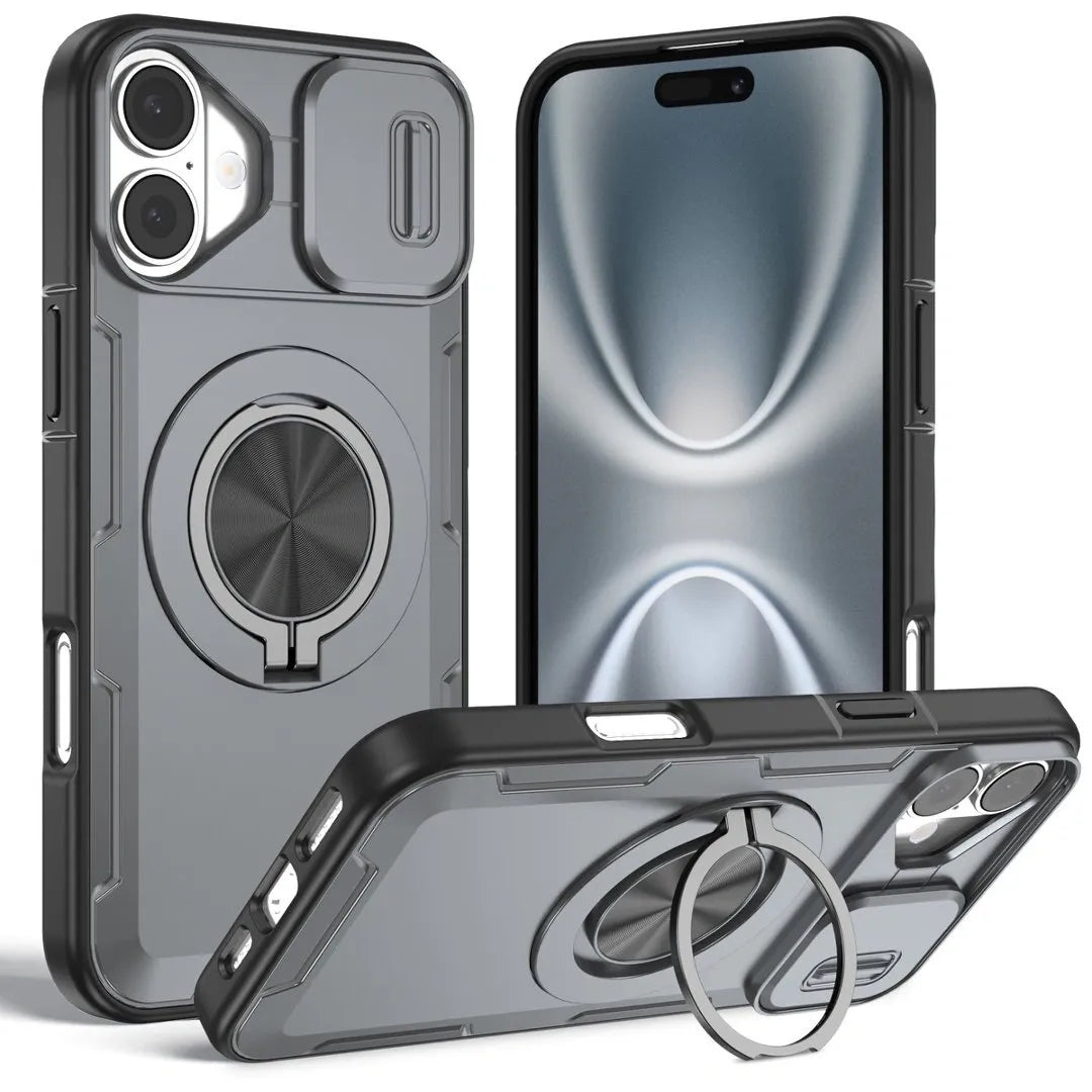 2-in-1 Magnetic Sliding Lens Case, Grey for iPhone 16