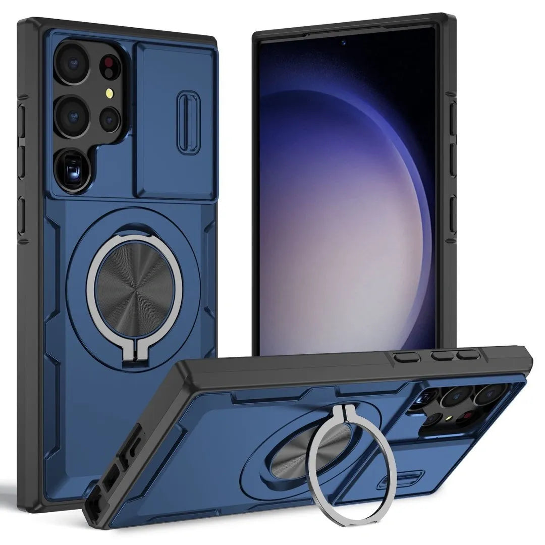2-in-1 Magnetic Sliding Lens Case, Blue for Samsung S23Ultra