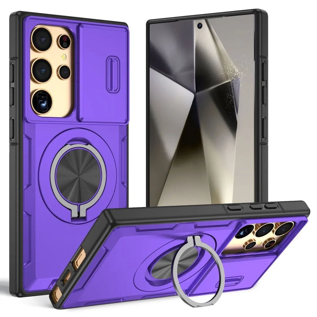 2-in-1 Magnetic Sliding Lens Case, Purple for Samsung S24Ultra