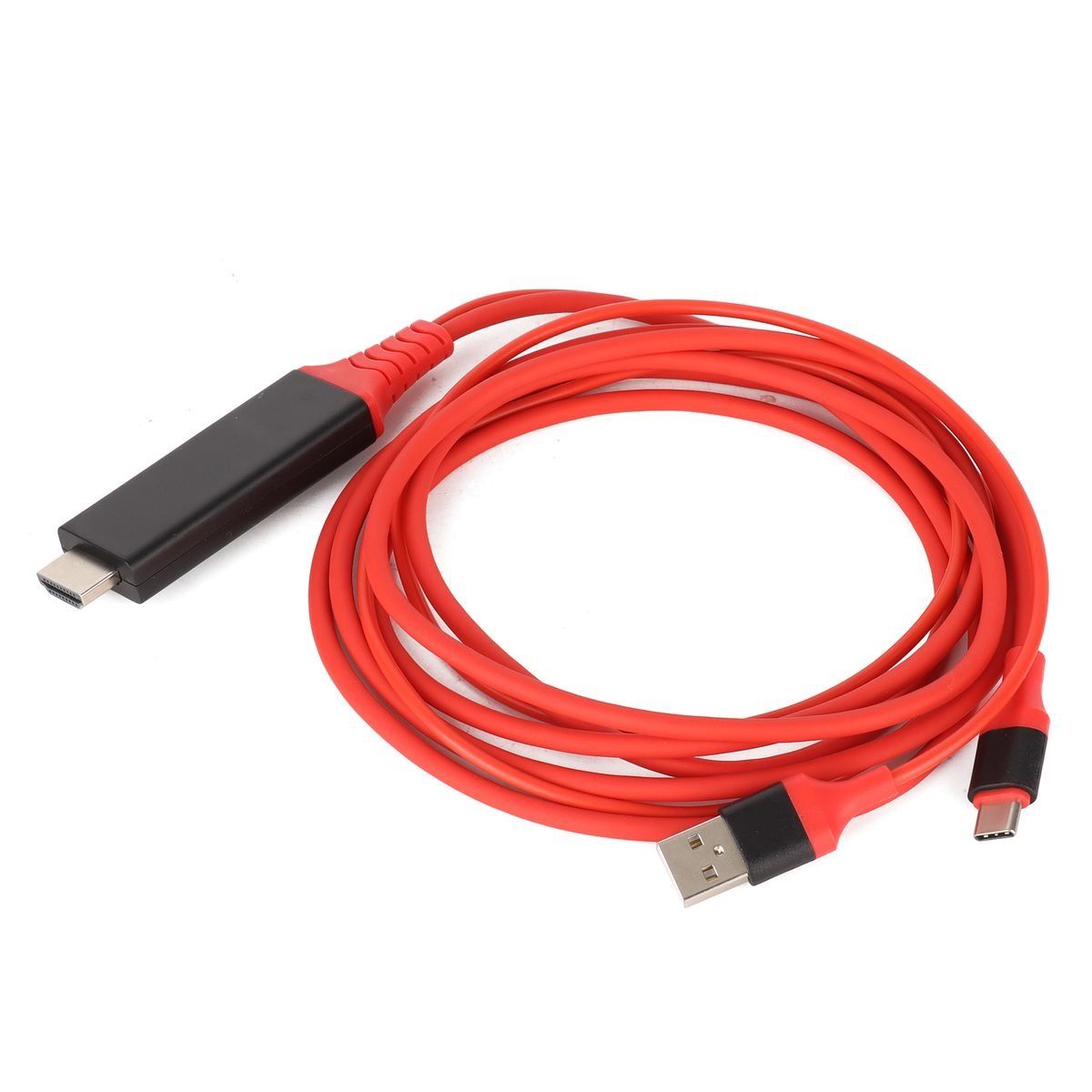 TypeC to HDMI Adapter USB 3.1 Phone to TV Charging Wire Red