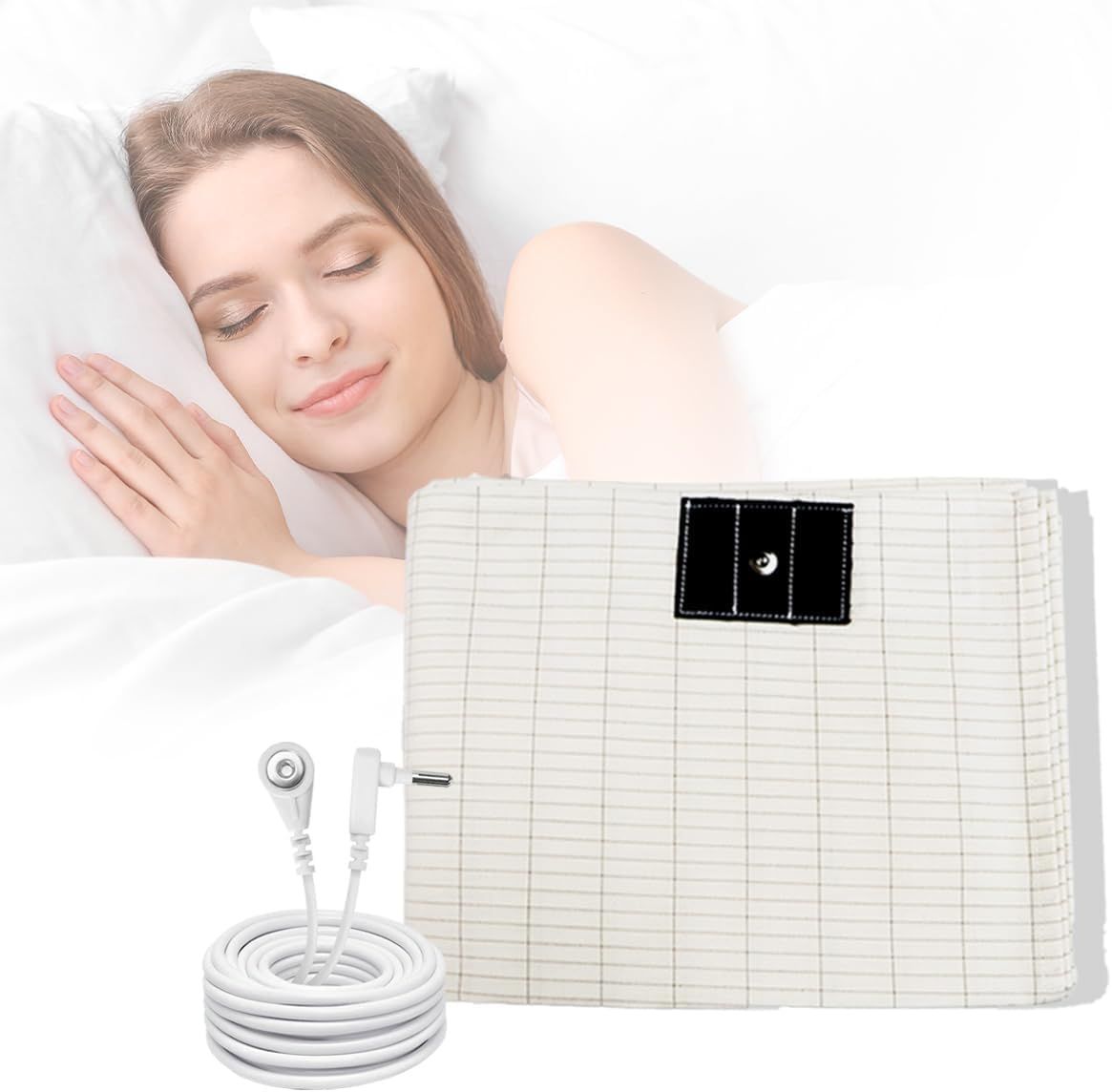 Grounding Flat Sheet, Bed Earthing Flat Sheet AU Plug Grounding Connection Cord Conductive Mat White, Flat Sheets- 90x230cm