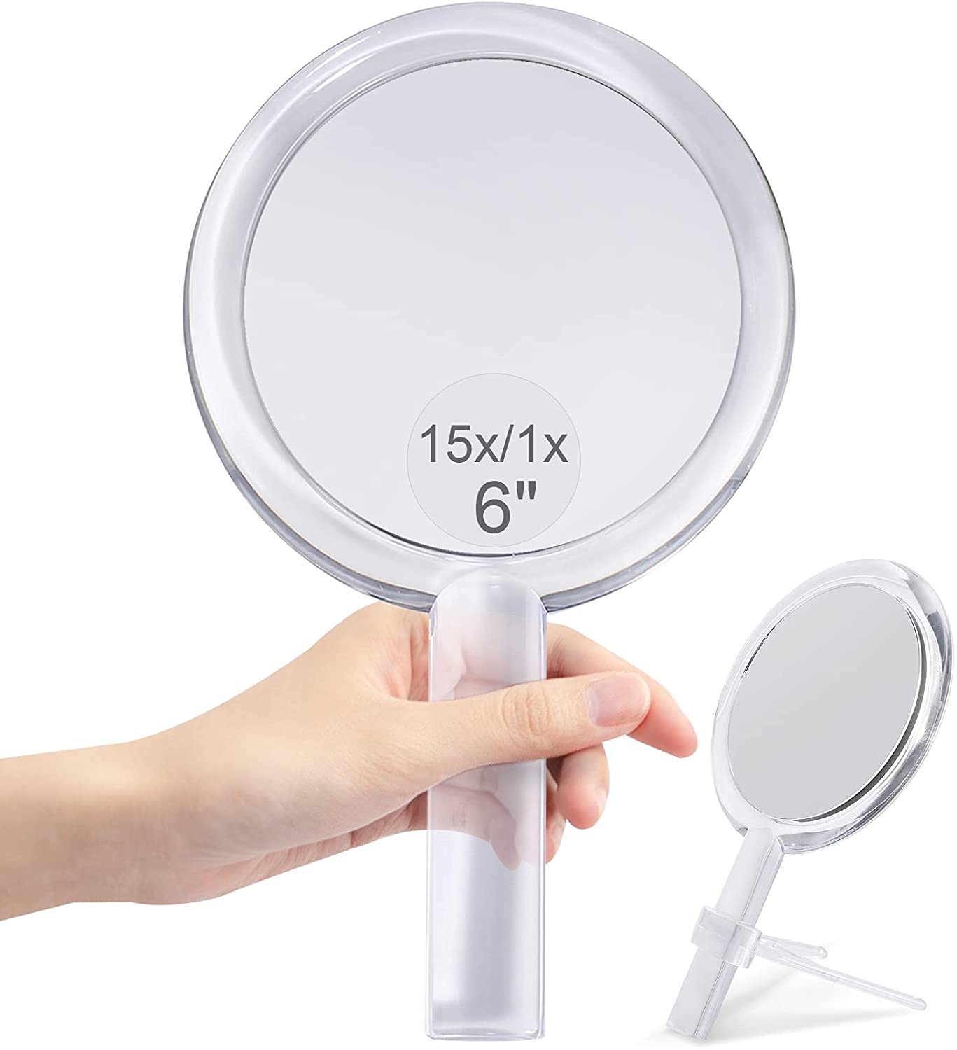 20X Magnifying Hand Mirror Two Sided Use for Makeup Application, Tweezing, and Blackhead/Blemish Removal 15 cm Silver