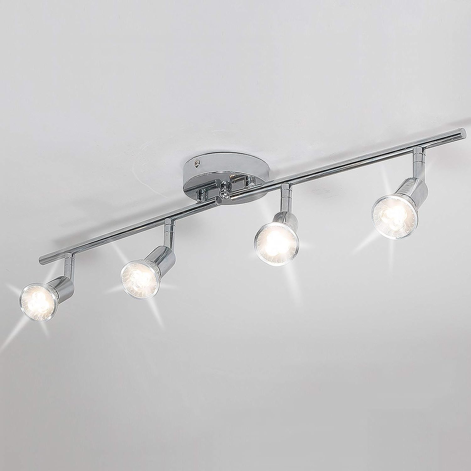 Modern 4 Light Track Lighting Kit LED Chrome