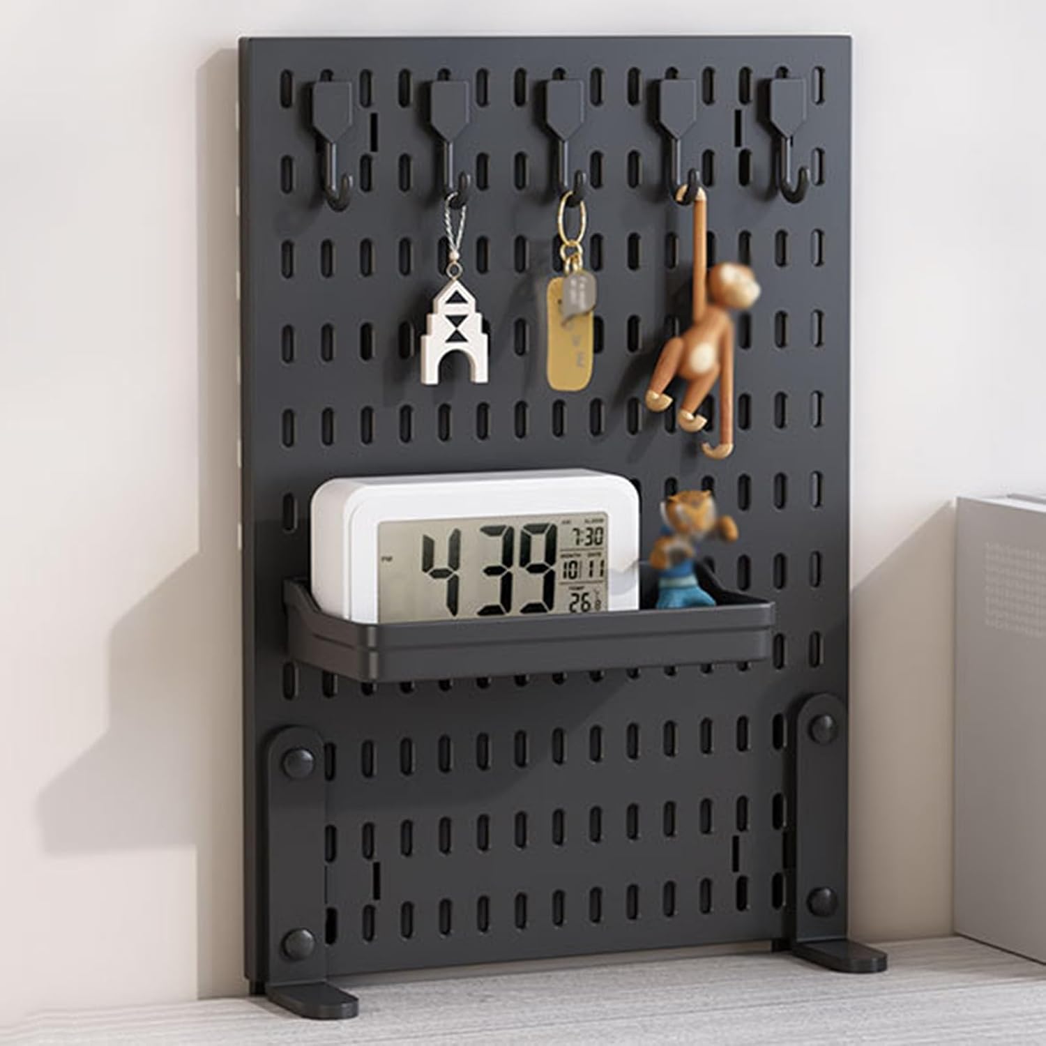 CARLA HOME Desk Pegboard Organizer Kit with Hooks, Tray & Mount Ideal for Office, Gaming Setup & Home Workspace Organization Black