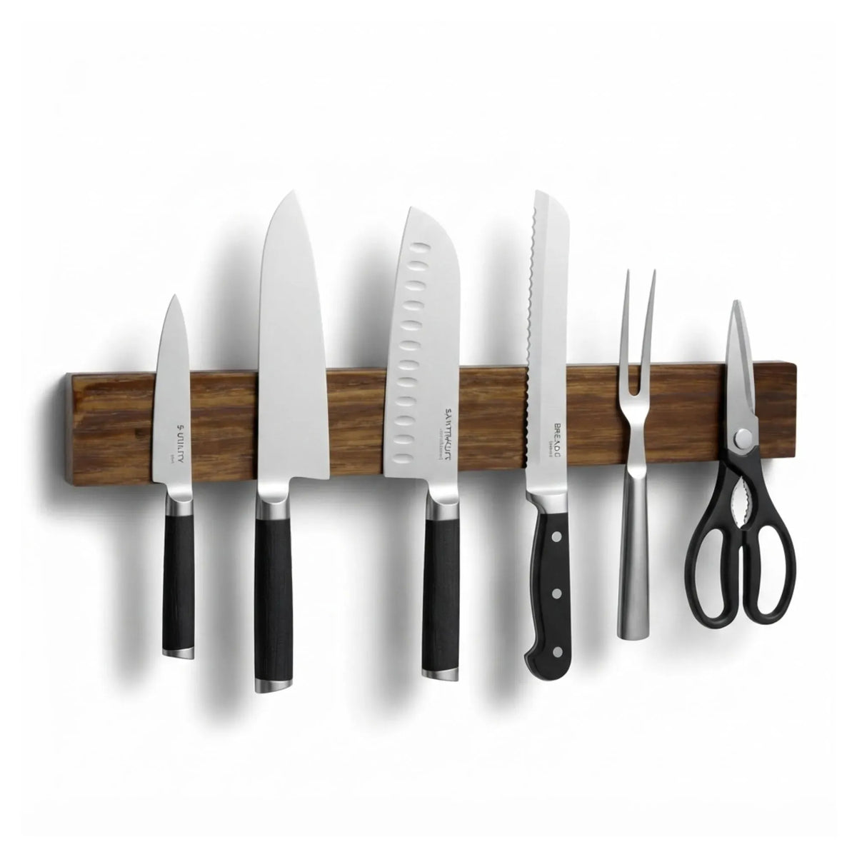 CARLA HOME Magnetic Knife Holder Wall Mounted, Wood Strip, Brown 40cm