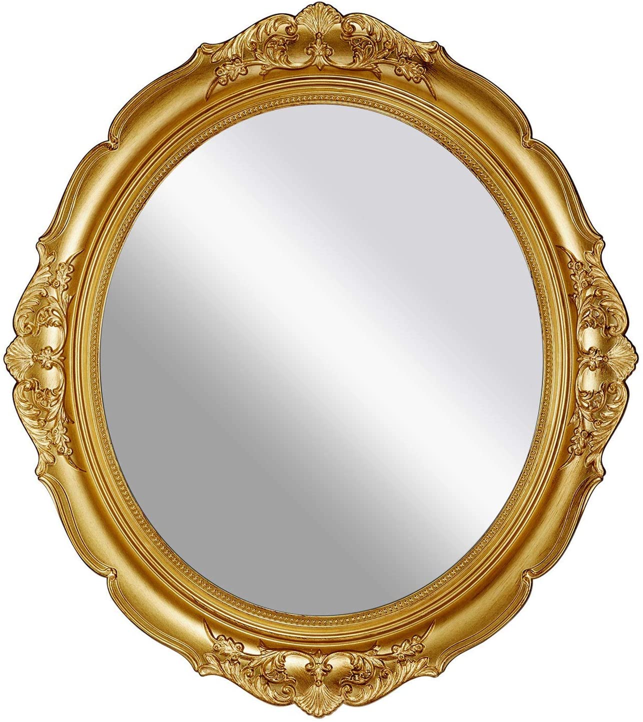 Oval Antique Vintage Hanging Wall Mirror for Bedroom and Livingroom Gold, 38 x 33 cm