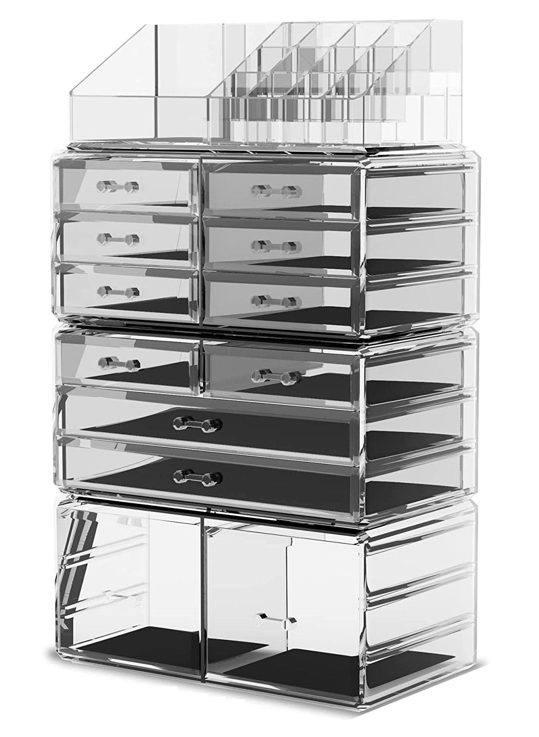 Makeup Cosmetic Organizer Storage with 12 Drawers Display Boxes Clear