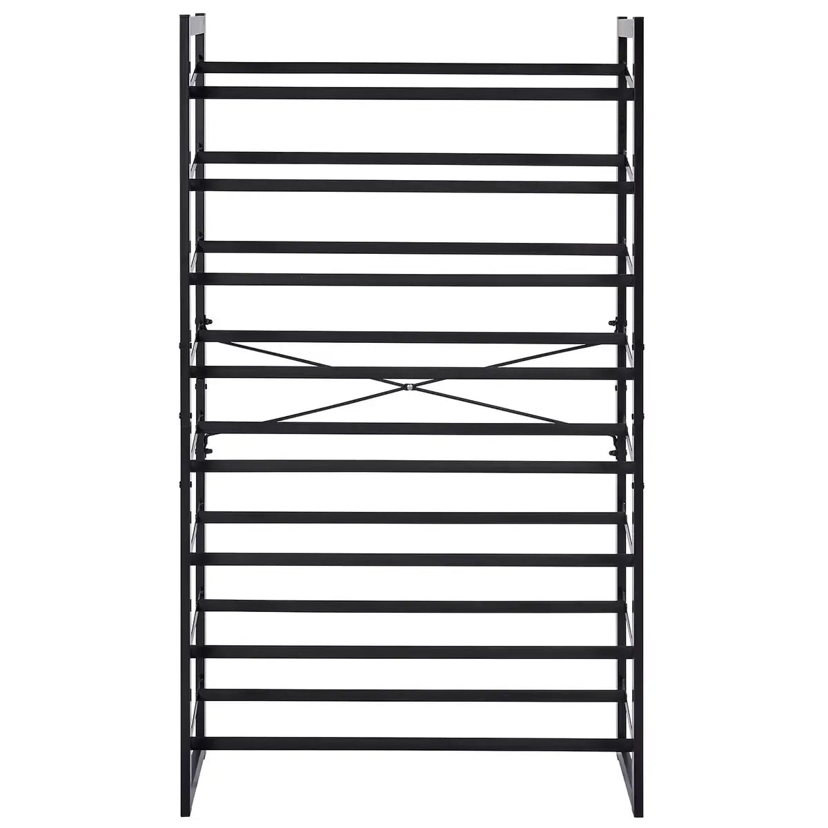 Set of 2 Black Matte Stackable Shoe Rack, 8-Tier Vertical Tower, Grey