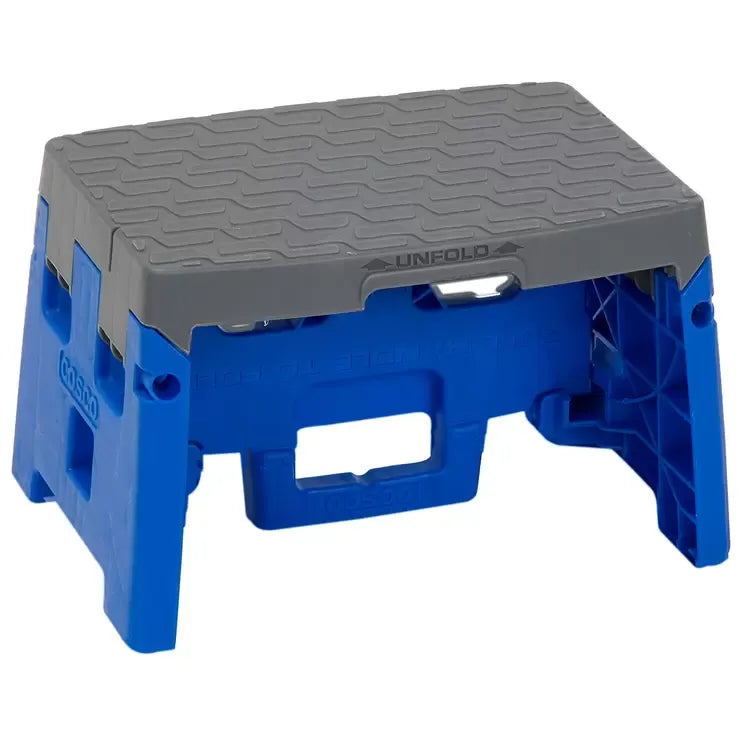 Grey 1-Step Plastic Folding Step Stool 2-Pack - Compact and Slip-Resistant Design