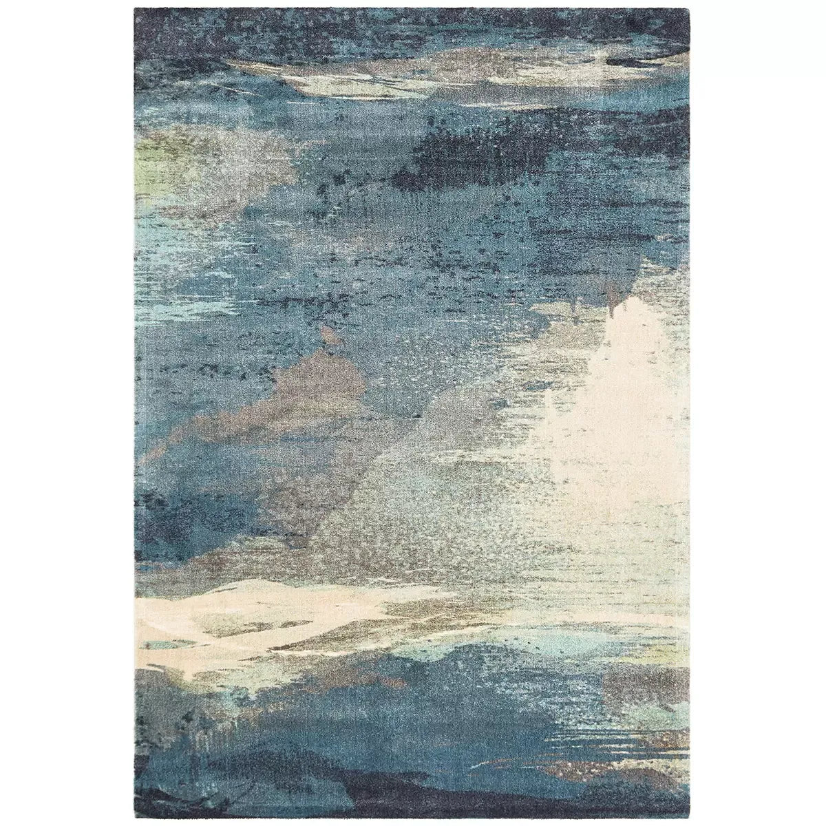 City Blue Rug 280 x 190cm - Contemporary Design with Hand-Carved Short Pile