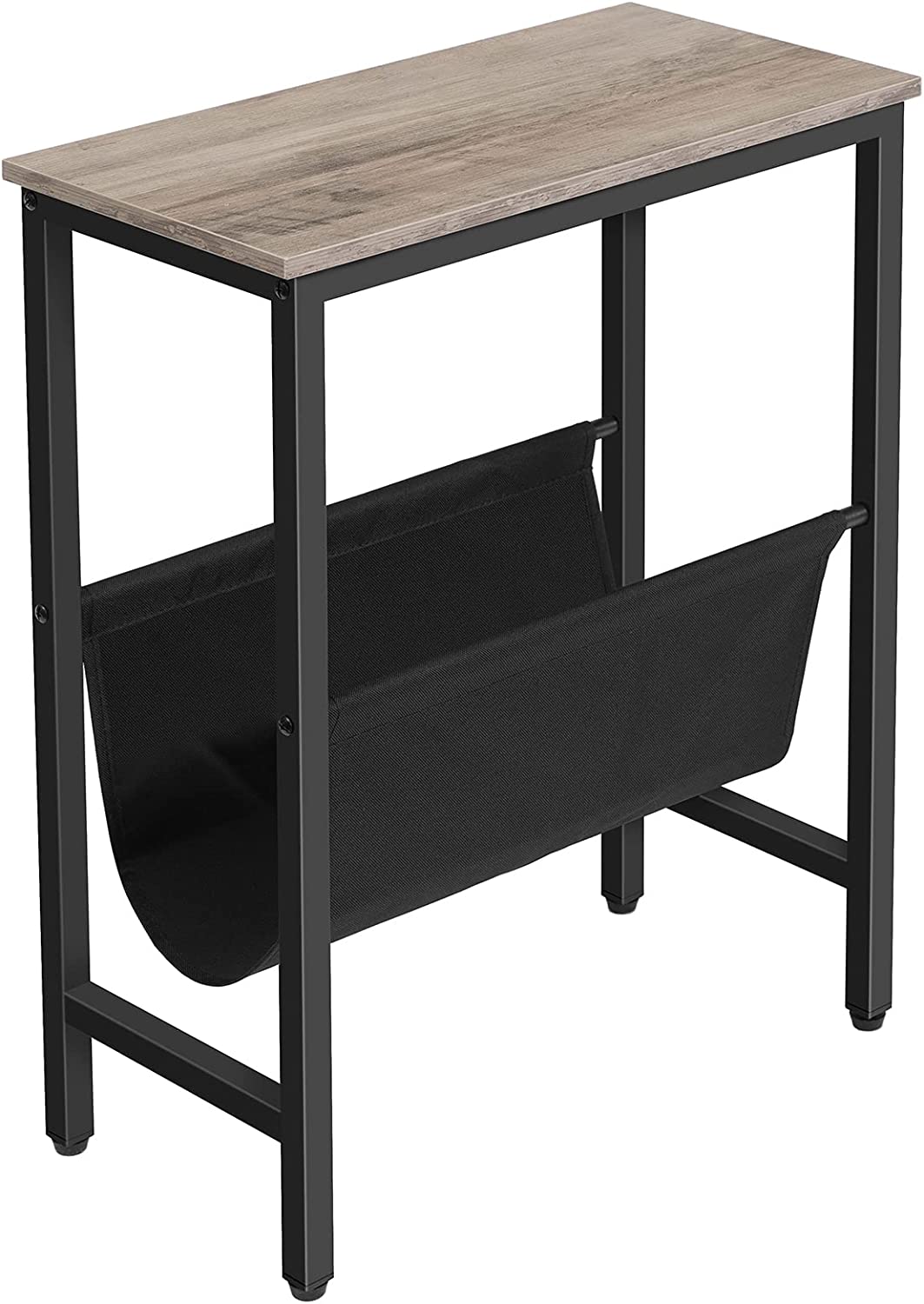 Industrial Side Table with Magazine Holder Sling and Metal Structure Grey