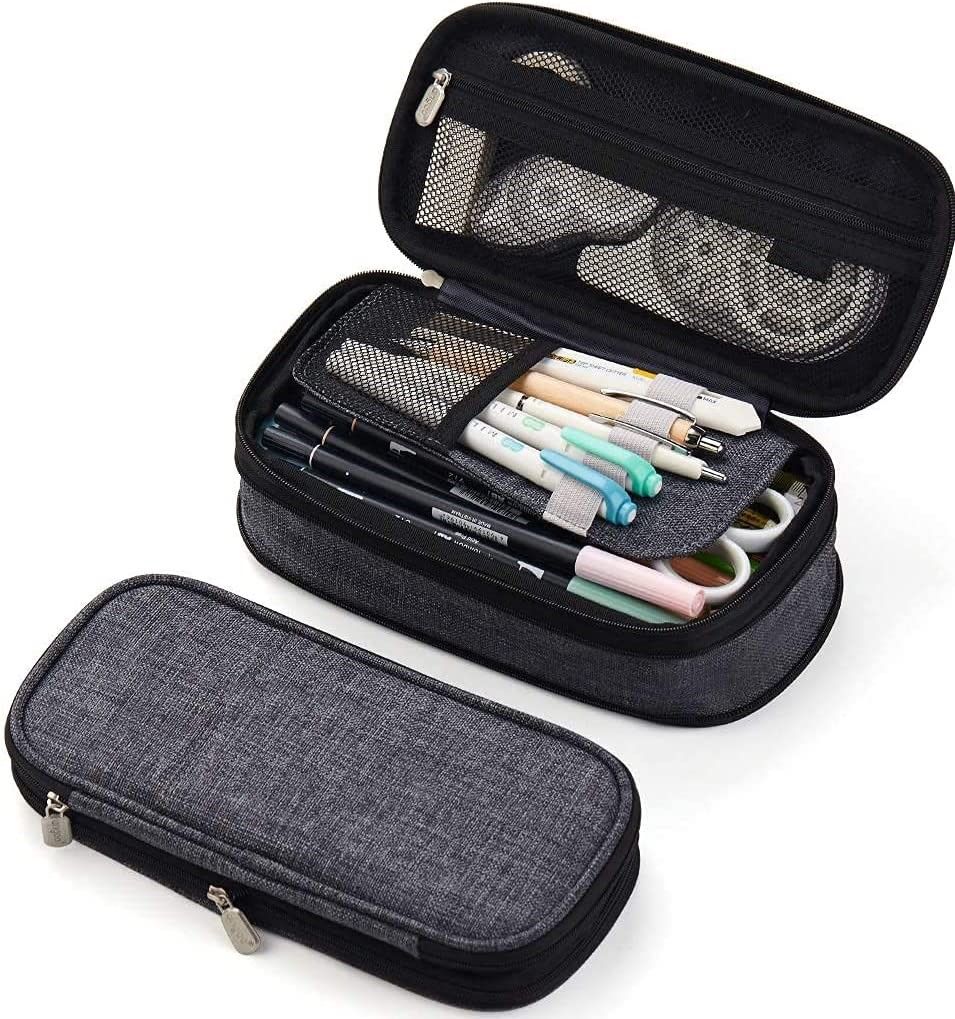 Foldable Large Capacity Pencil Bag for Youth School Grey