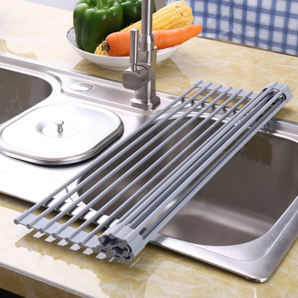 Over The Sink Multipurpose Roll-Up Dish Drying Rack 52 x 33 cm