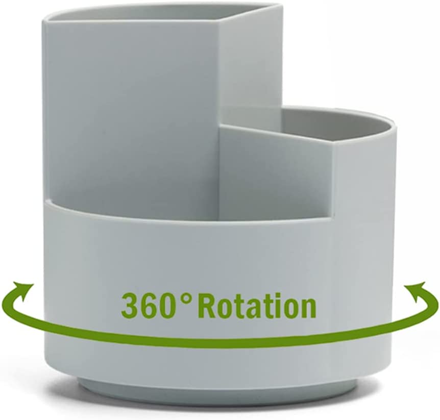 360 degree rotating multi-functional pen holder with 3 separate layer for office desk organiser Grey