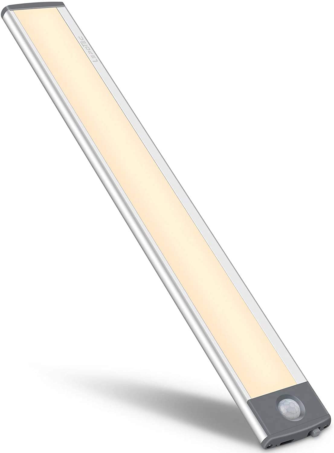 54 LED Rechargeable Under Cabinet Night Lighting for Kitchen and Bedroom Silver and Yellow Light