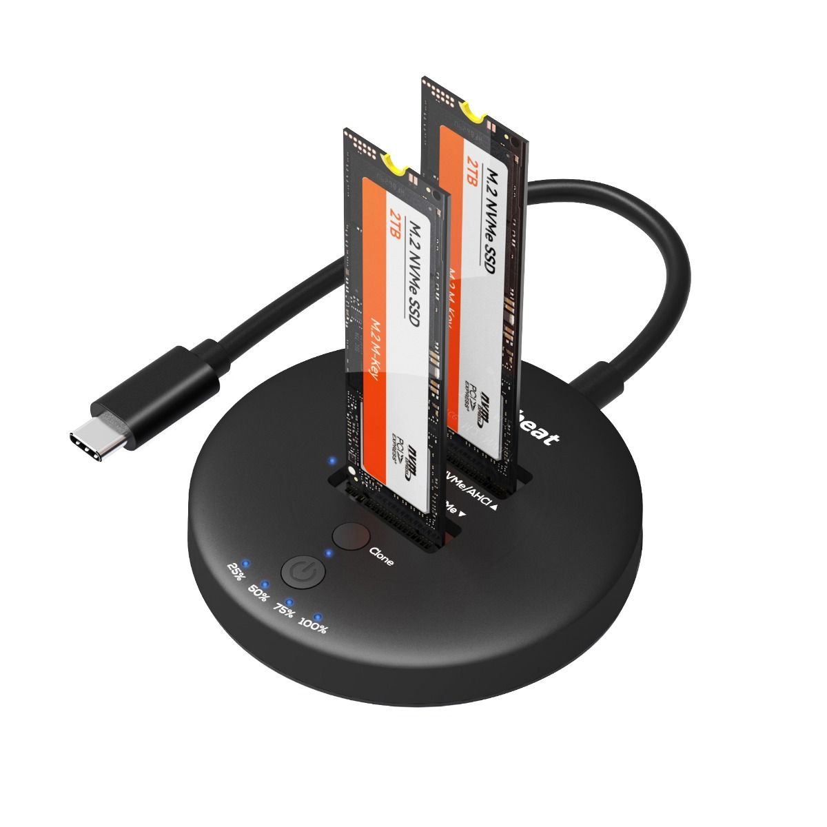 mbeat H3 USB 3.2 Gen2x2 20Gbps Dual M.2 NVMe SSD Dock with Clone Duplicator Black