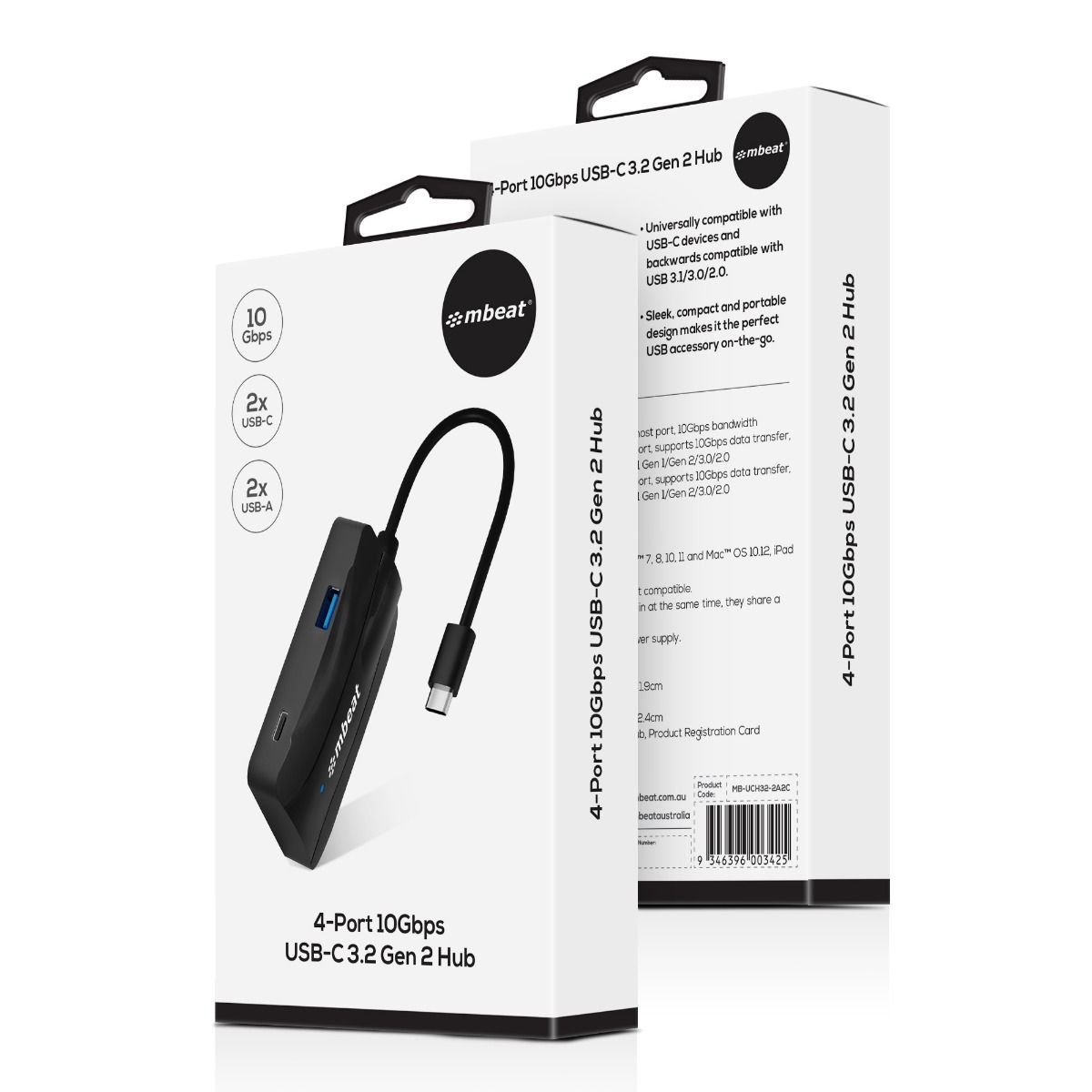 4-Port 10Gbps USB-C 3.2 Gen2 Hub 2 USB-A & 2 USB-C