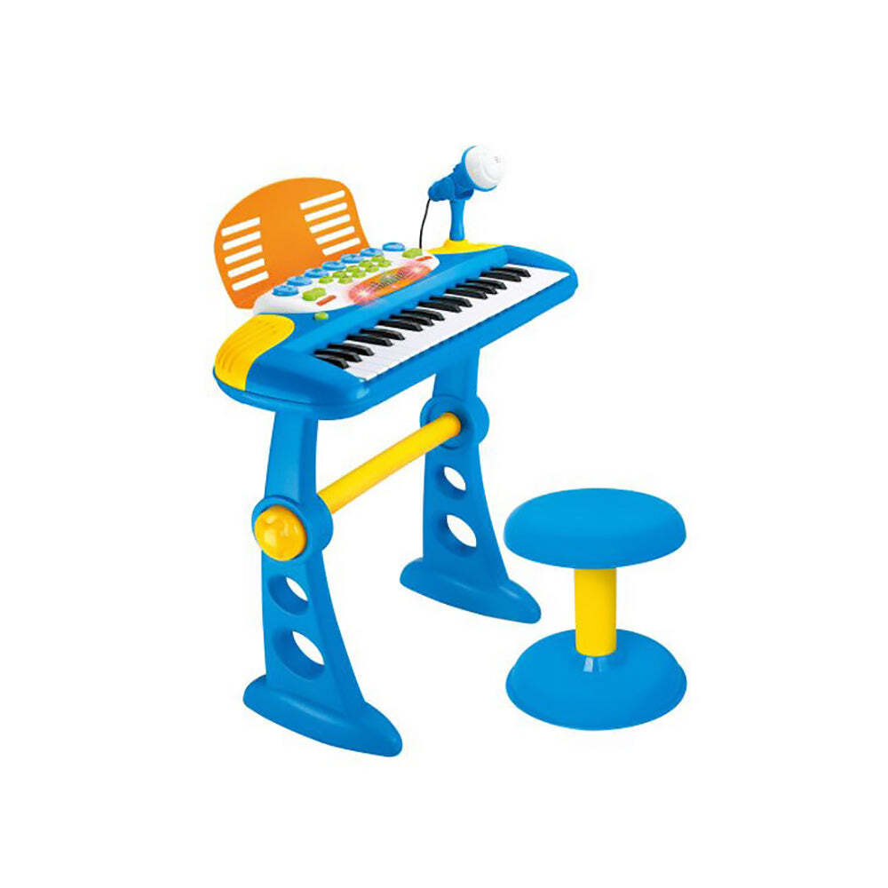 Children's Electronic Keyboard with Stand Blue Musical Instrument Toy