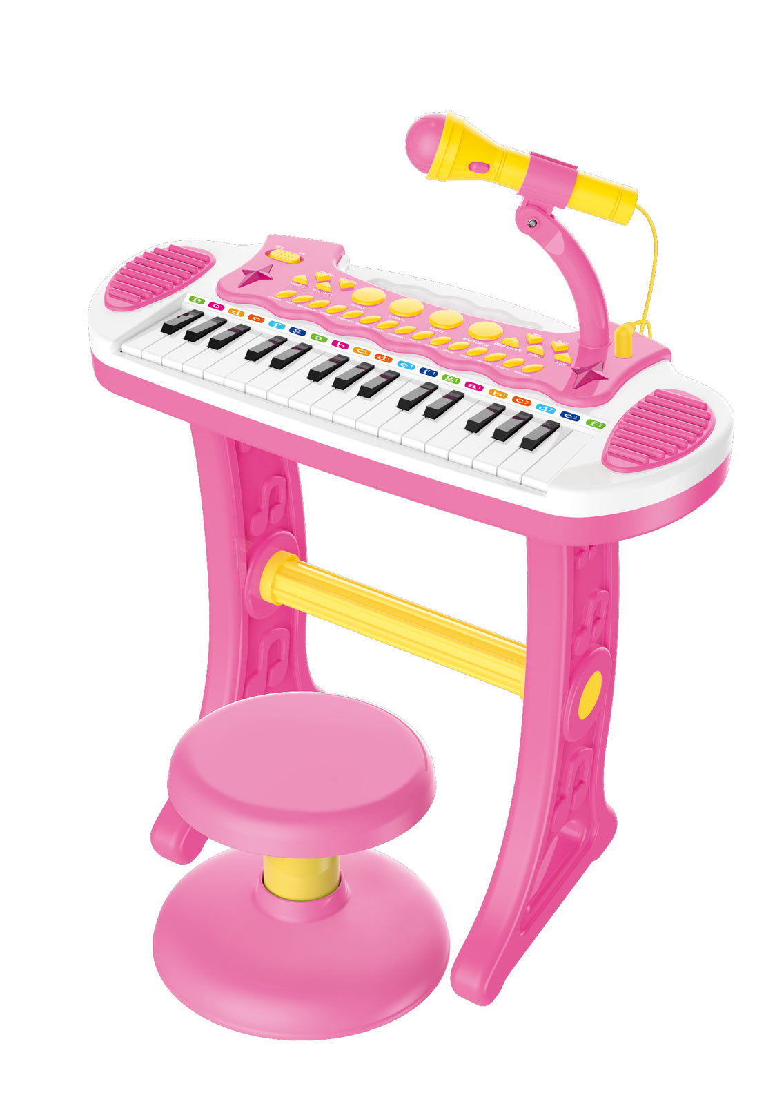 Children's Electronic Keyboard with Stand Pink Musical Instrument Toy