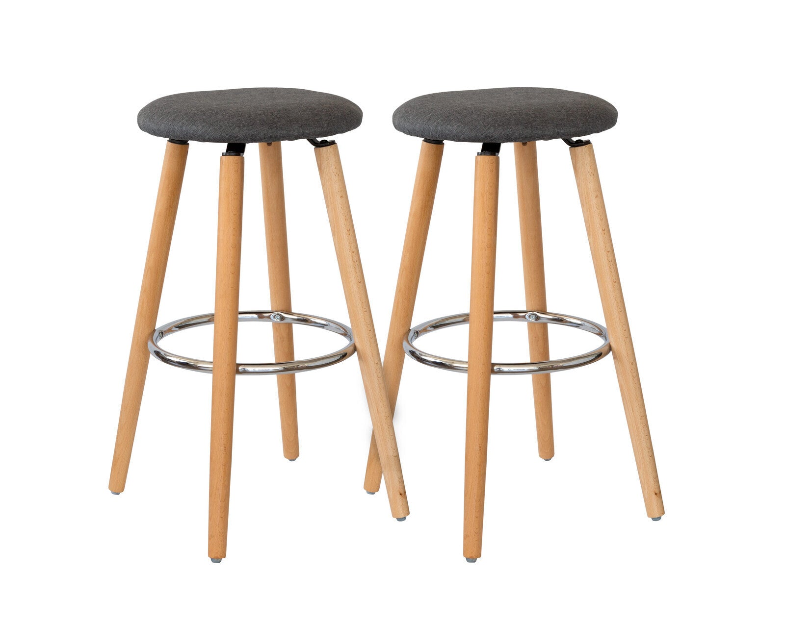 2 Cotton/Steel Modern Padded Barstools Grey/Wood