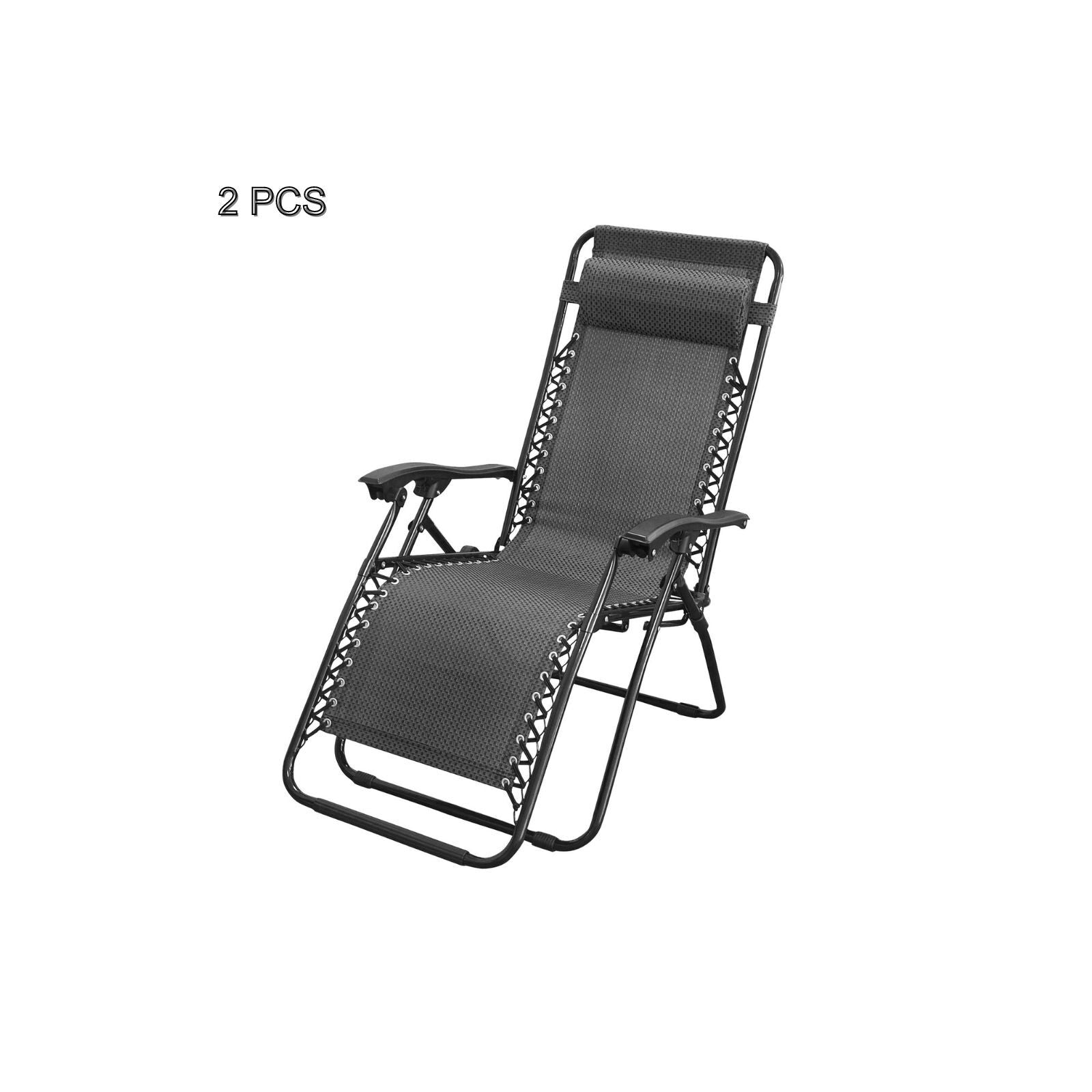 2 Pcs Zero Gravity Folding Reclining Chair Black