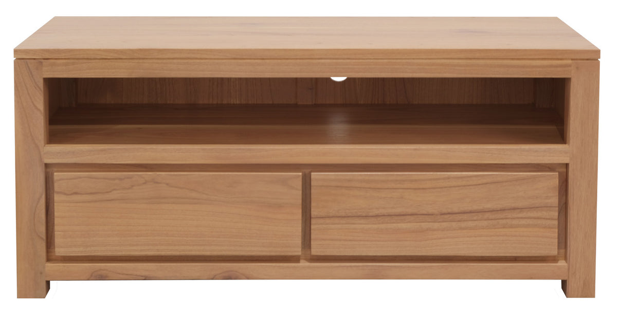 Amsterdam 2 Drawer Solid White Cedar Wood Entertainment Unit Natural