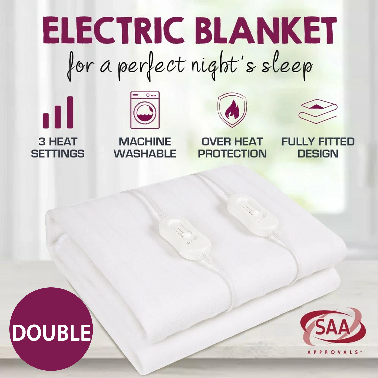 Fully Fitted Washable Non Woven Electric Blanket Heated Pad double