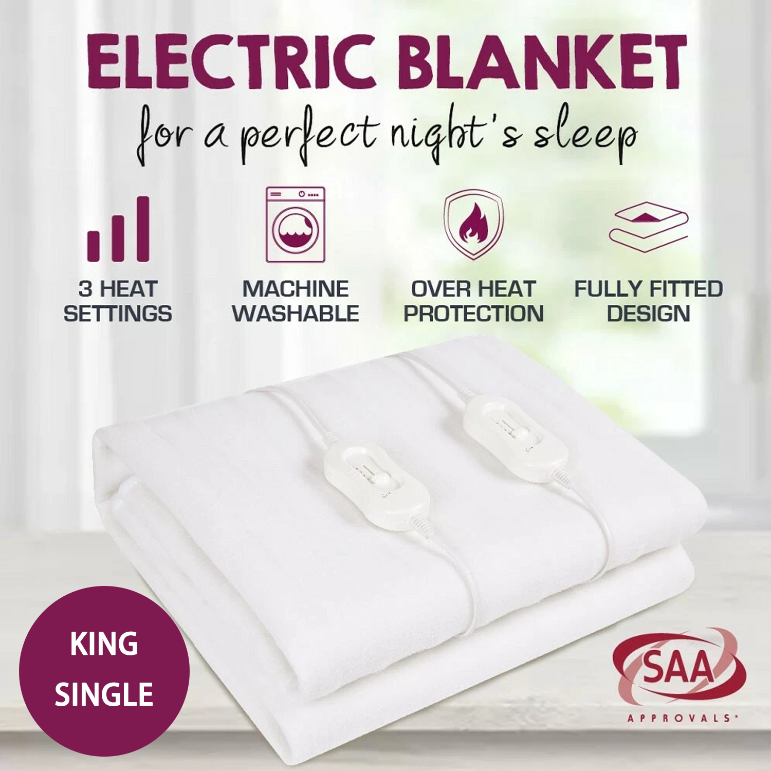 Fully Fitted Washable Non Woven Electric Blanket Heated Pad king single