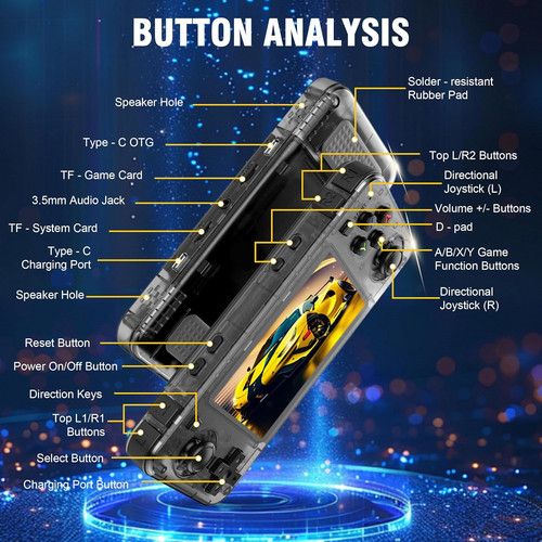 10000+ Games R36H Portable Video Game Consoles Retro Handheld Game Console Black