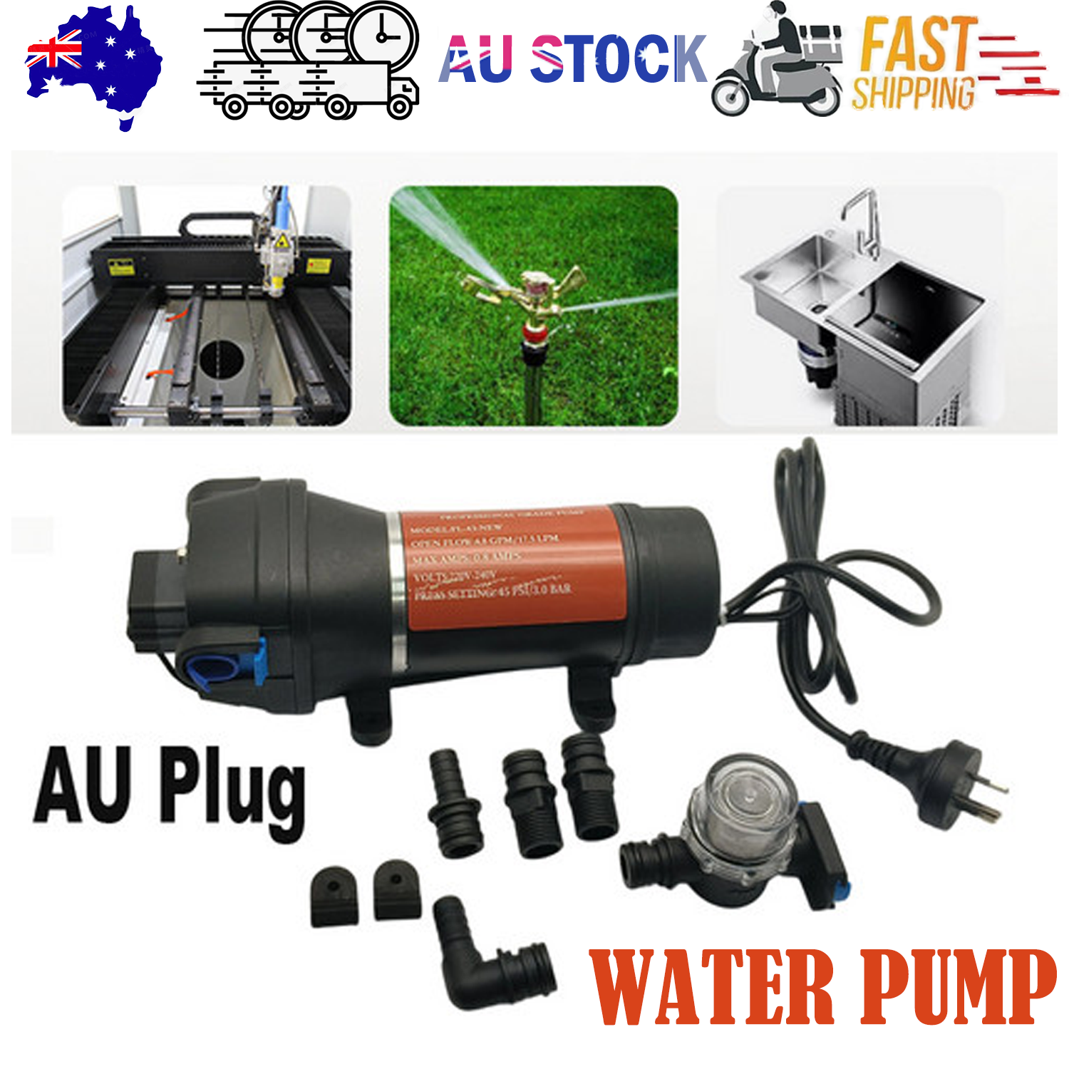 High Pressure Water Pump 45PSI for Camping Caravan Garden Caravan Boat Marine