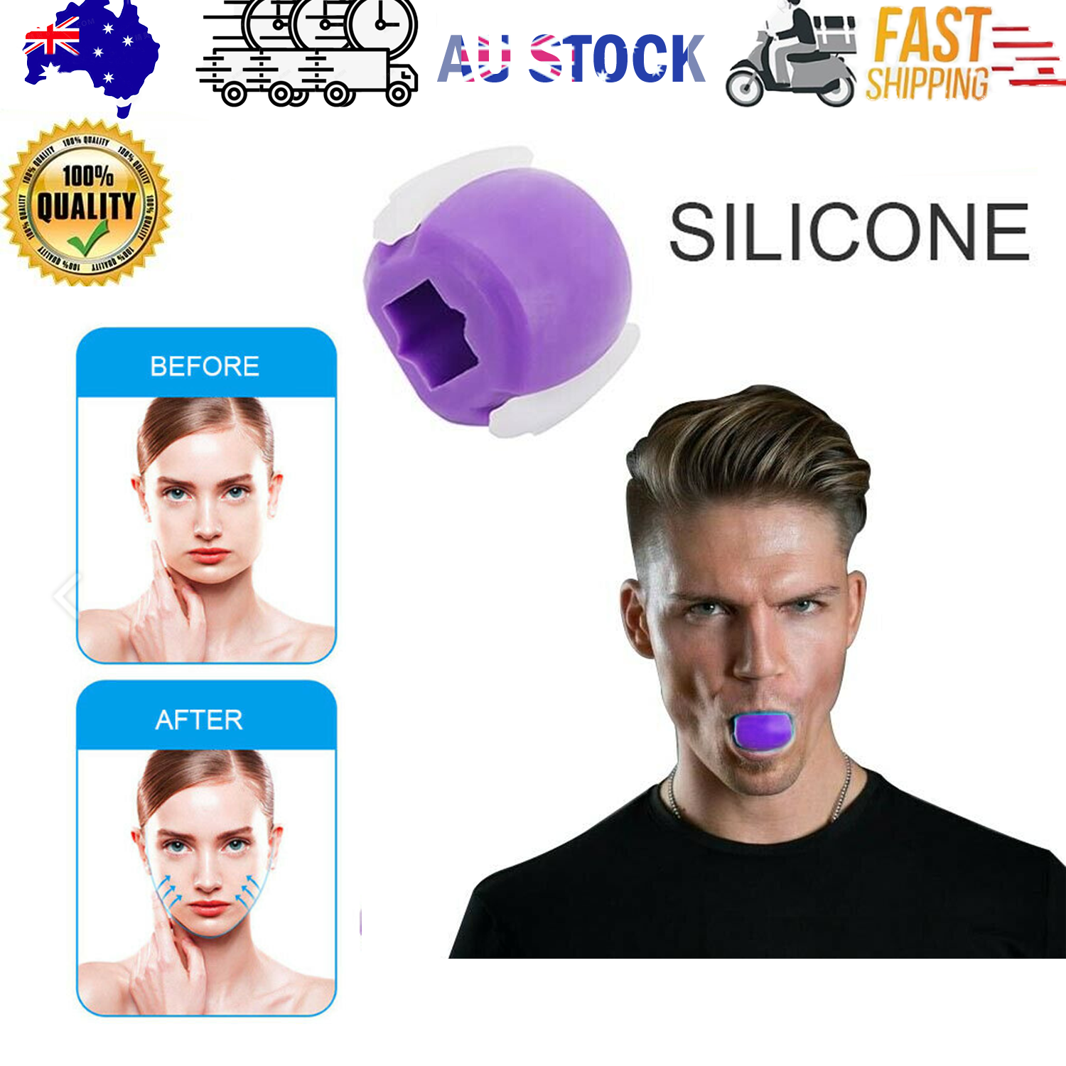 Facial exerciser exercise ballneck toner3-stage mandibular exerciser jaw trainer Purple