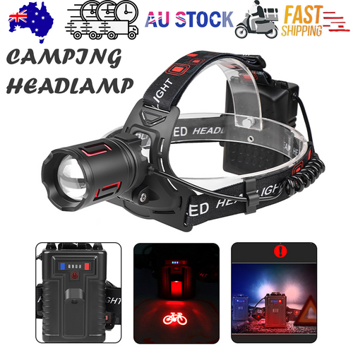 LED Camping Headlamp Rechargeable Headlight Head Torch Fishing Light