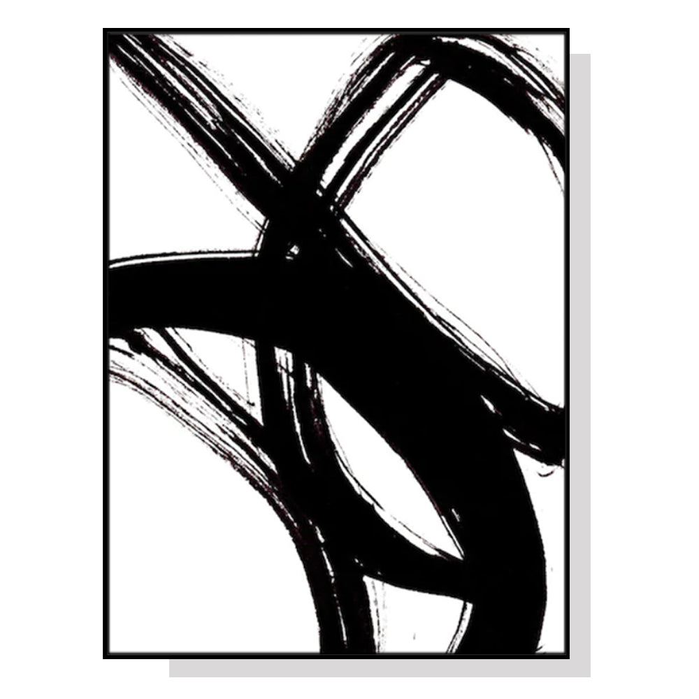 Wall Art 100cmx150cm Minimalist Black Artwork Black Frame Canvas