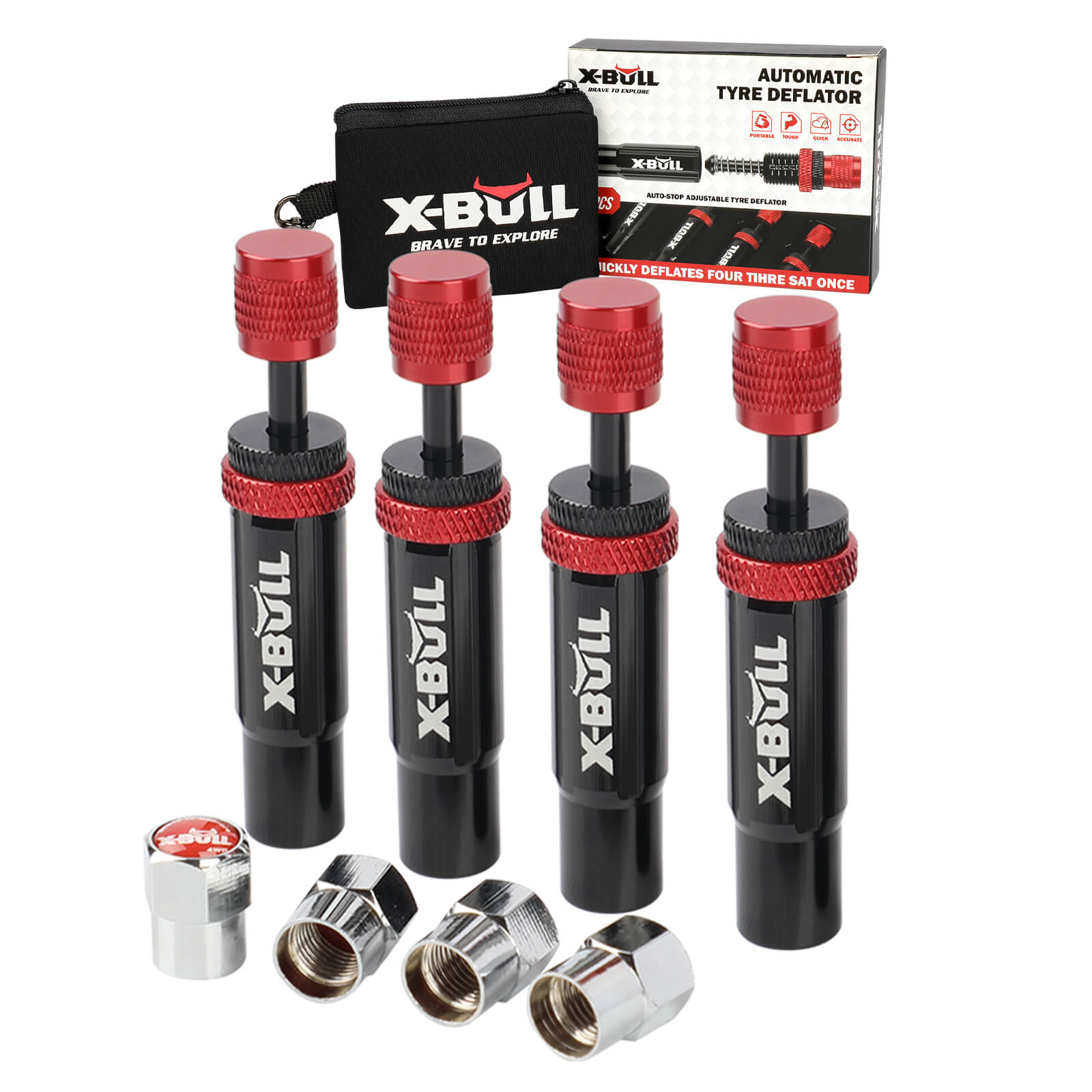 X-BULL 4PCS Tyre Deflators Air Quick Deflator Adjustable 10 30 PSI Tire Valve