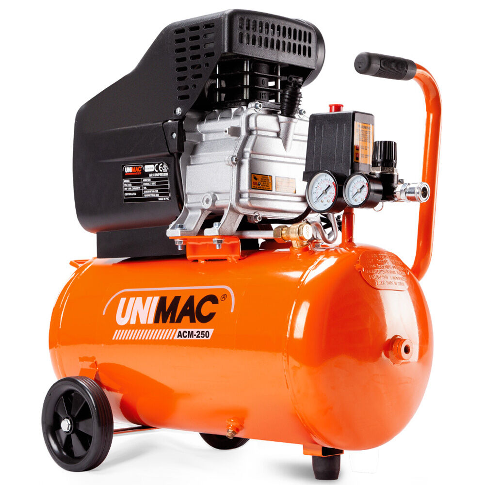 UNIMAC 24L 2.0HP Portable Air Compressor Dual Couplers Electric