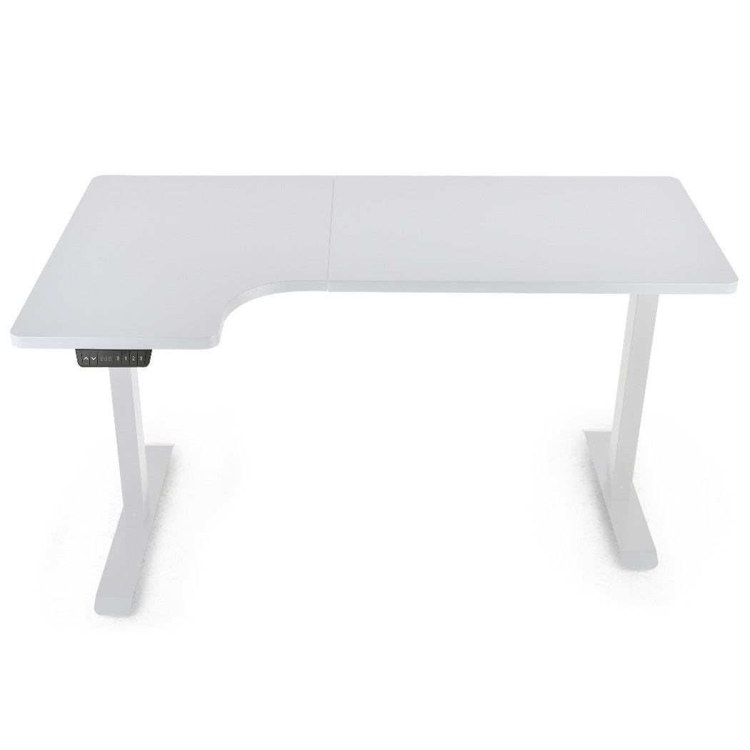 FORTIA 145cm Dual-Motor L-Shaped Adjustable Corner Desk White
