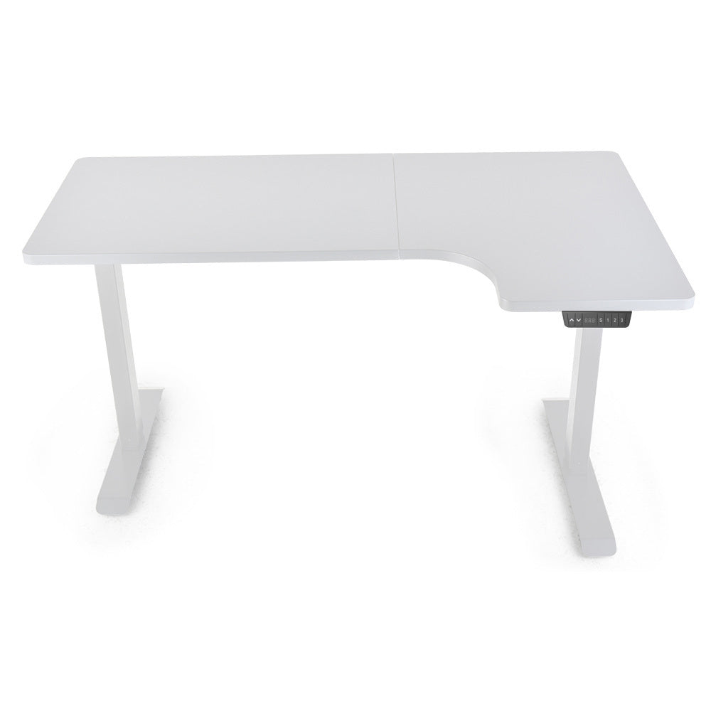 FORTIA L-Shaped Dual Motor Adjustable Standing Desk White