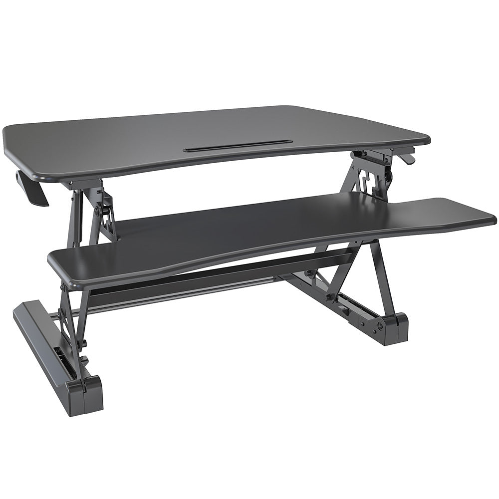 Fortia 90cm Adjustable Sit-Stand Desk Riser Dual Monitor Black