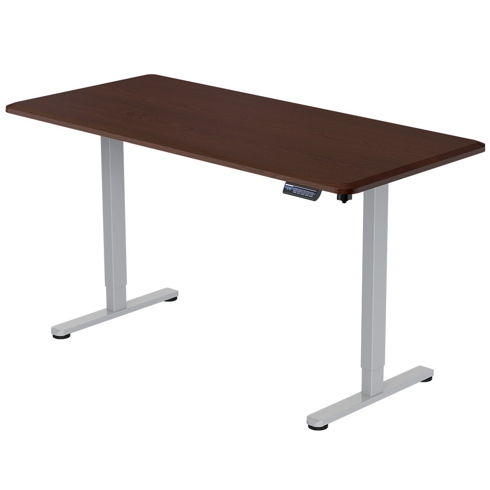 FORTIA 150cm Motorised Standing Desk Height Adjustable Walnut Silver Frame
